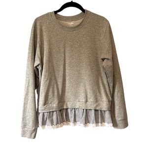 Alya Francescas Grey Long Sleeve Sweater with Lace Detail Size Medium